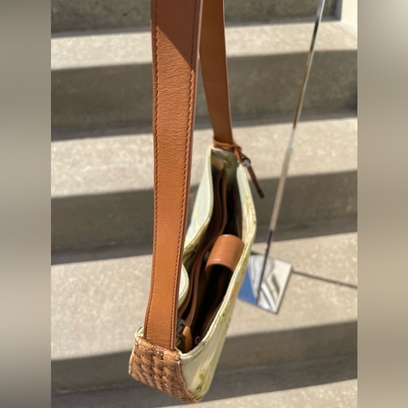 Vintage Fossil Beach Print Shoulder Purse Bag Canvas Woven Purse Shoulder Bag - Picture 8 of 11